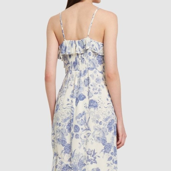 Reformation Liana Asymmetric Ruffled Floral-print Dress - Picture 5 of 16